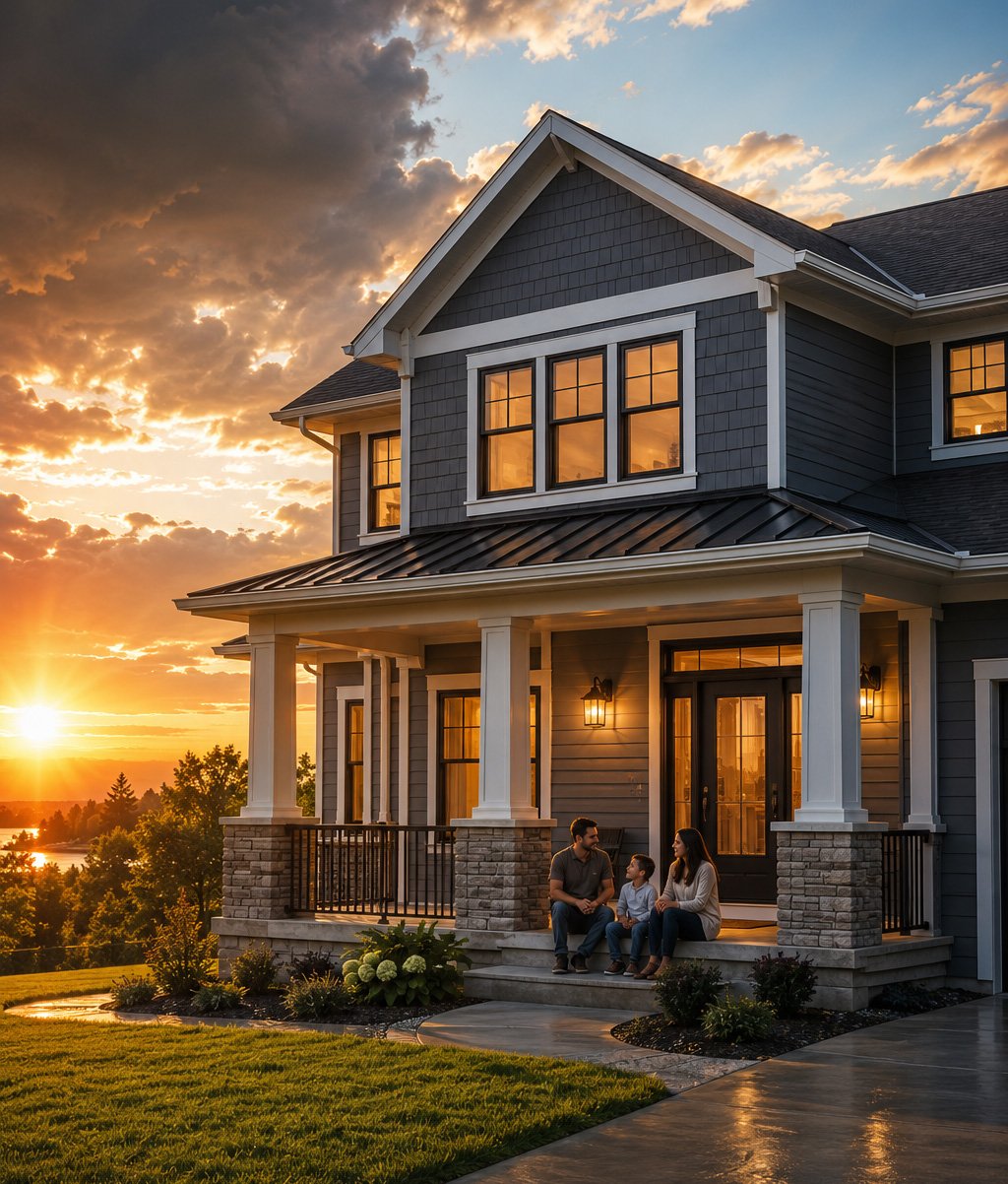 final-cta-1 Family on the front porch of a home at sunset, public adjuster marketing that reaches property owners after a loss